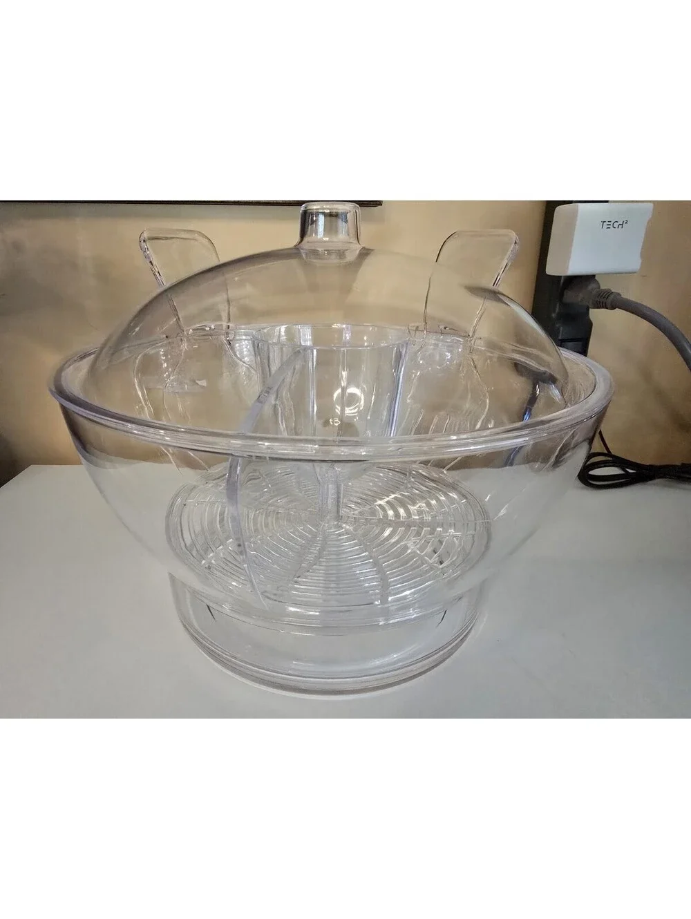 Prodyne Acrylic Salad on Ice with Fruit Insert with Utensils and Dome Lid